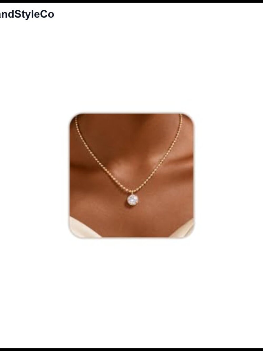 Gold Plated Cubic Zircon Pendant Necklace Hypoallergenic